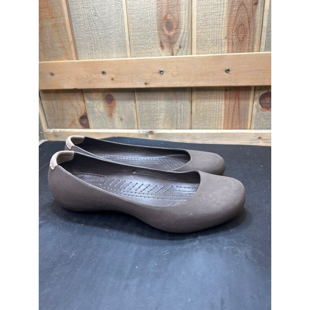 Crocs Womens Brown Ballet Flats Slip-On Shoes Size 9 Lightweight & Comfortable